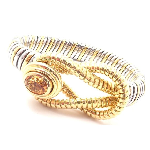 Authentic Cartier Hercules Knot 18k Yellow Gold Stainless Steel Citrine Bracelet - Picture 5 of 12